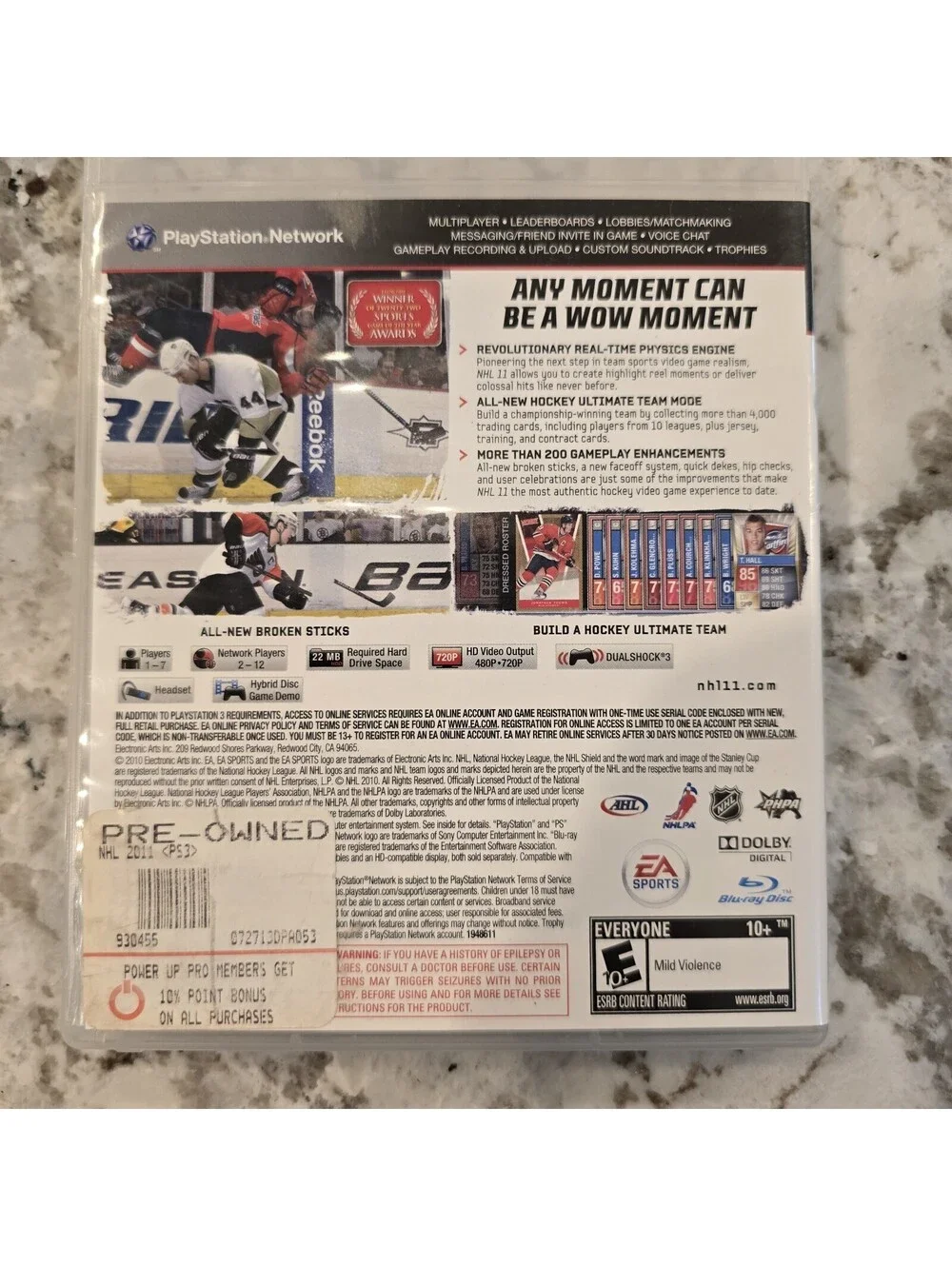NHL 11 (PS3 PlayStation 3, 2010) Complete w/ Manual CIB Black Label